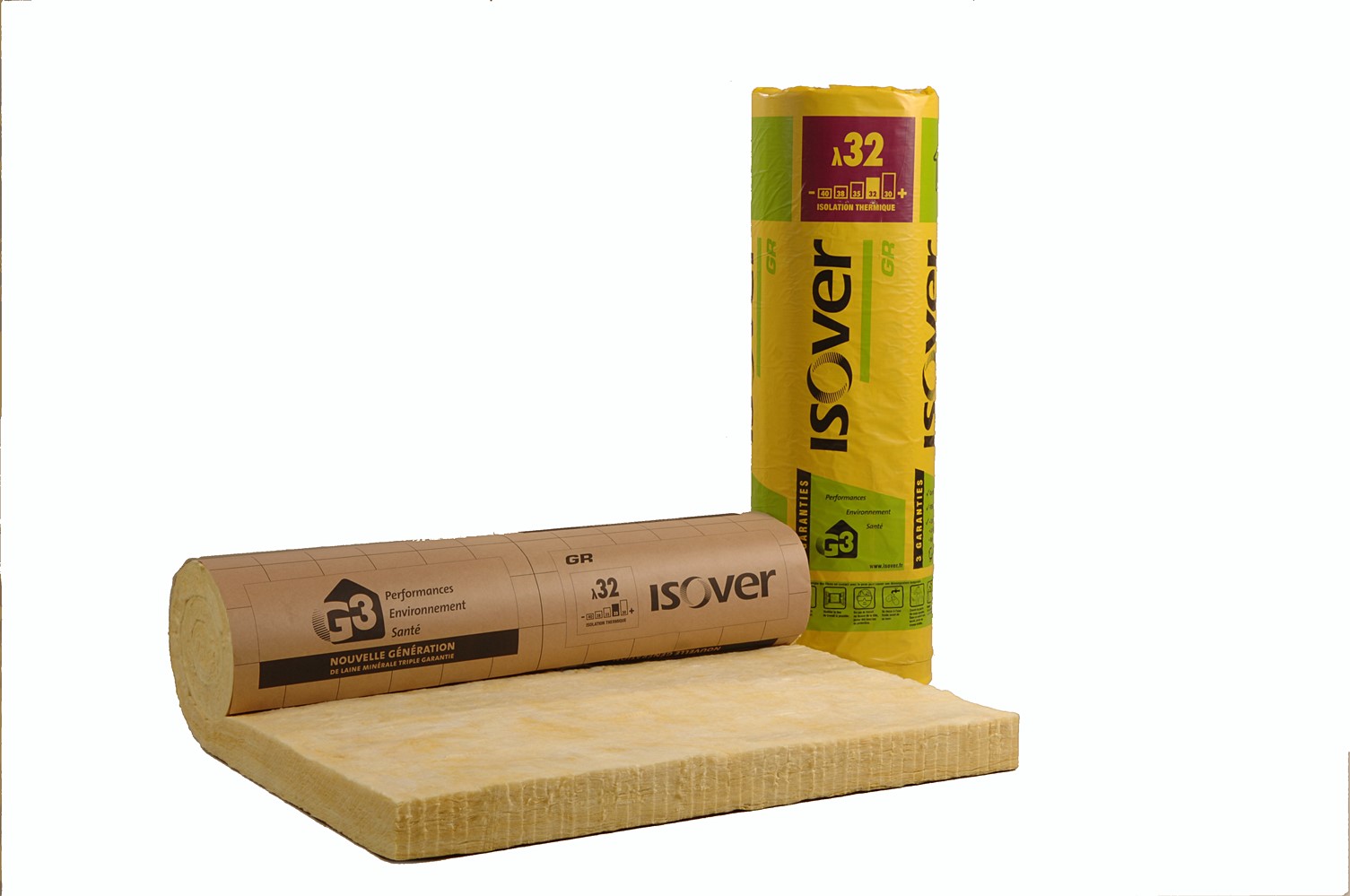 Rouleau de laine de verre GR32 Kraft Ep.120mm 120x270cm R=3,75 - ISOVER