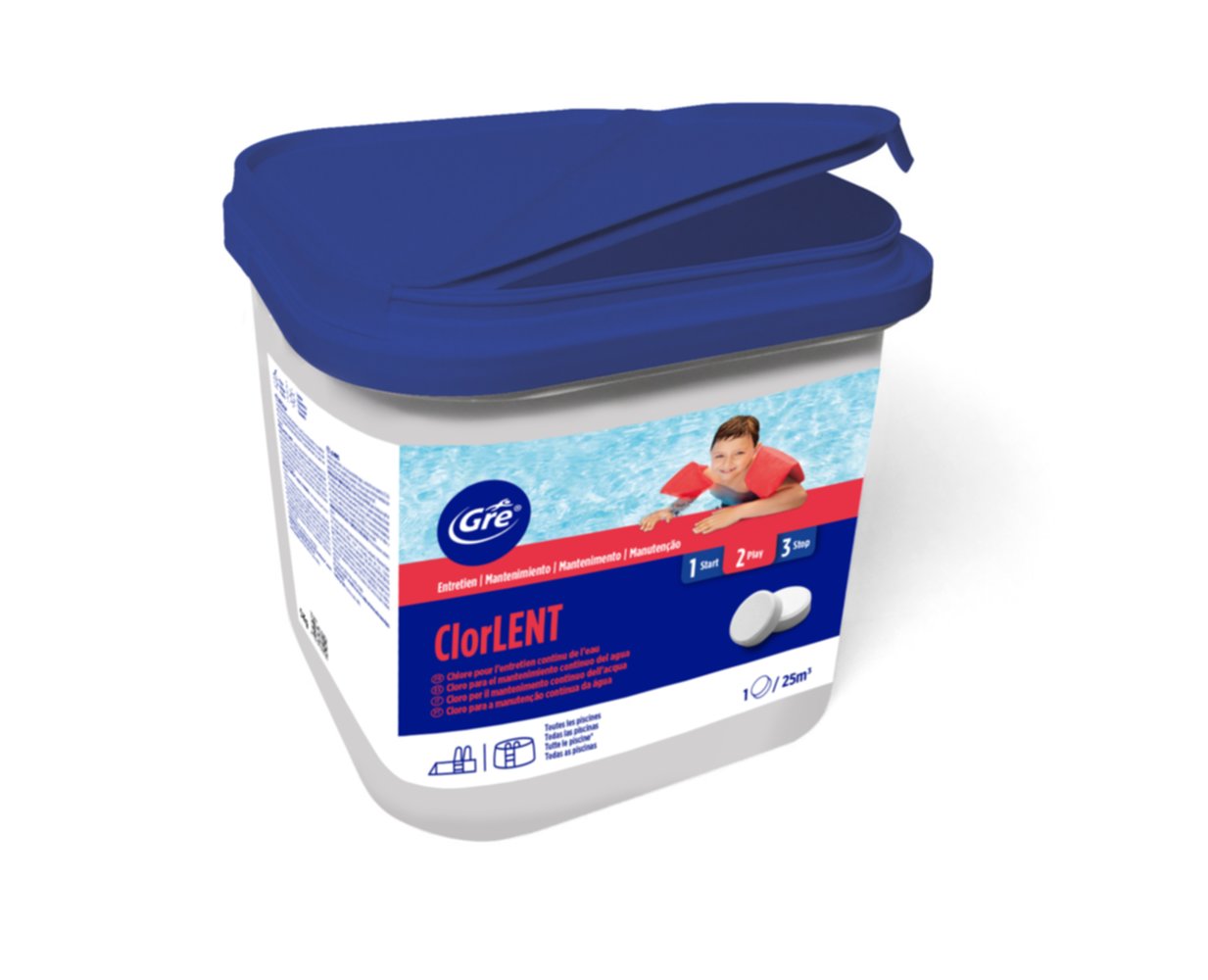 Galets de 250gr ClorLent traitement piscine 5kg - GRE