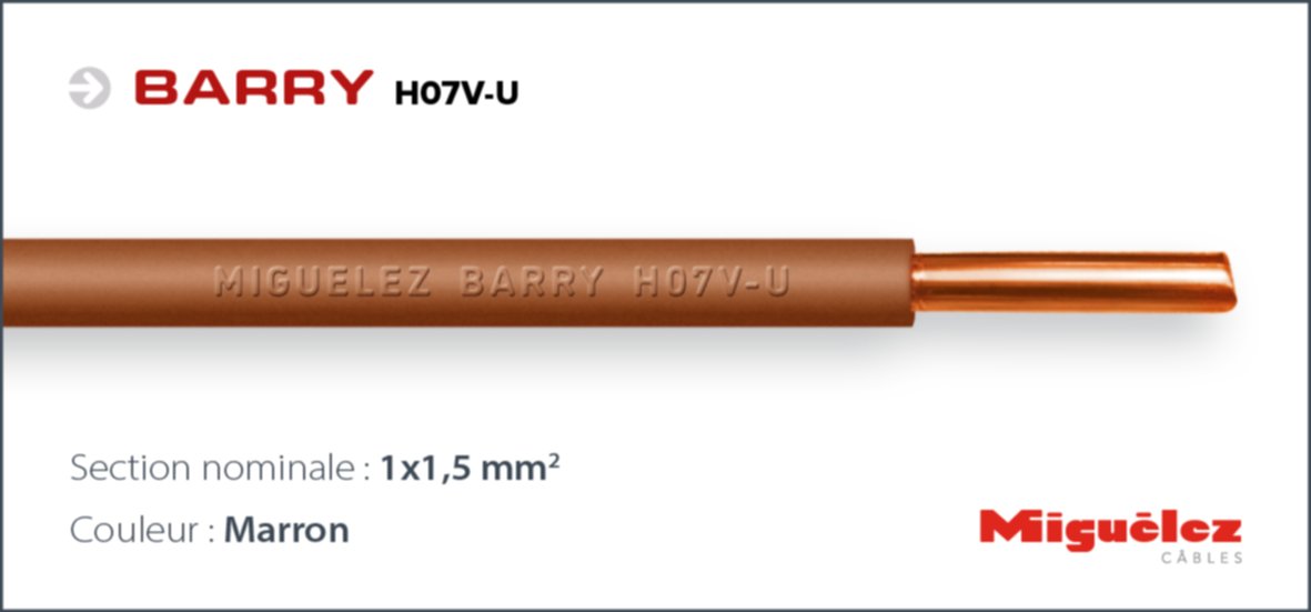 Câble électrique H07V-U 1x1,5mm² Marron 100m