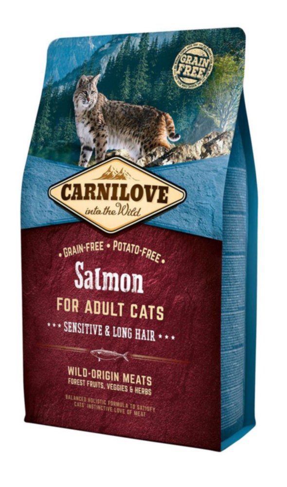 Croquettes chat poils longs saumon 2kg - CARNILOVE