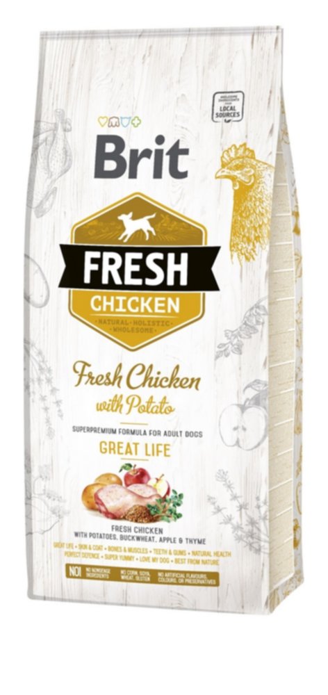 Croquettes chien poulet/pomme de terre 12kg - BRIT FRESH