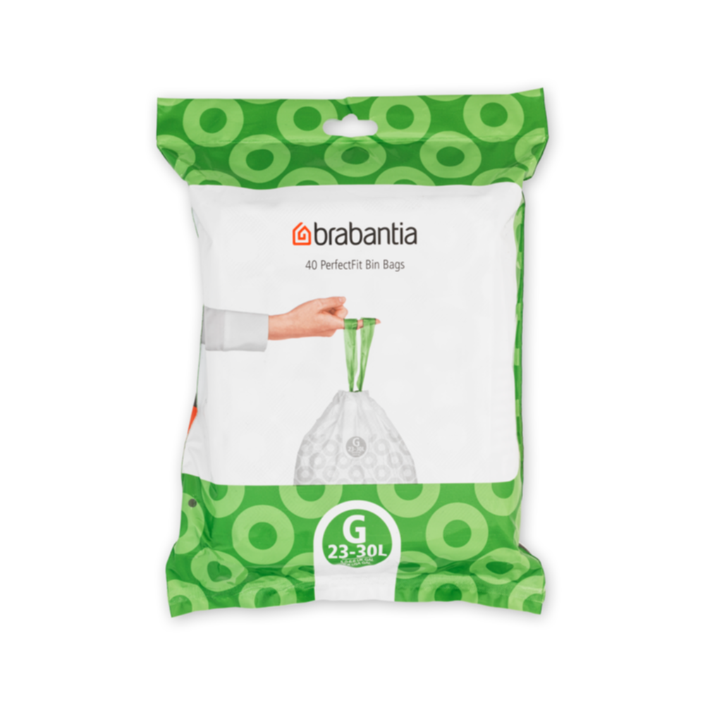 40 sacs poubelle PerfectFit G 30L blanc - BRABANTIA