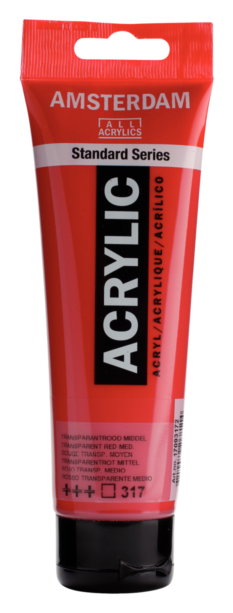 Peinture acrylique Standard Series Rouge Transparent Moyen 317 120ml - AMSTERDAM