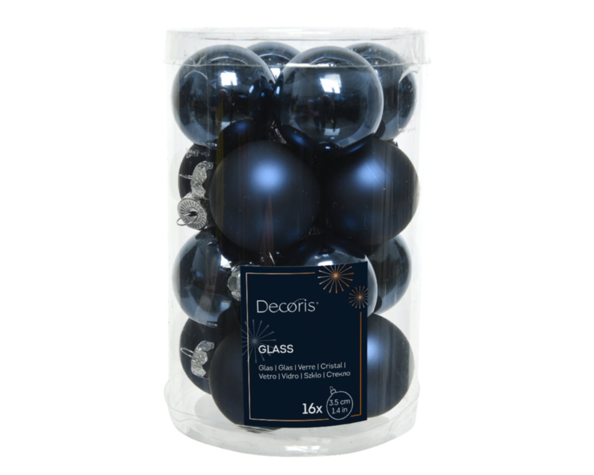 Boules bleu nuit verre 3.5cm x16