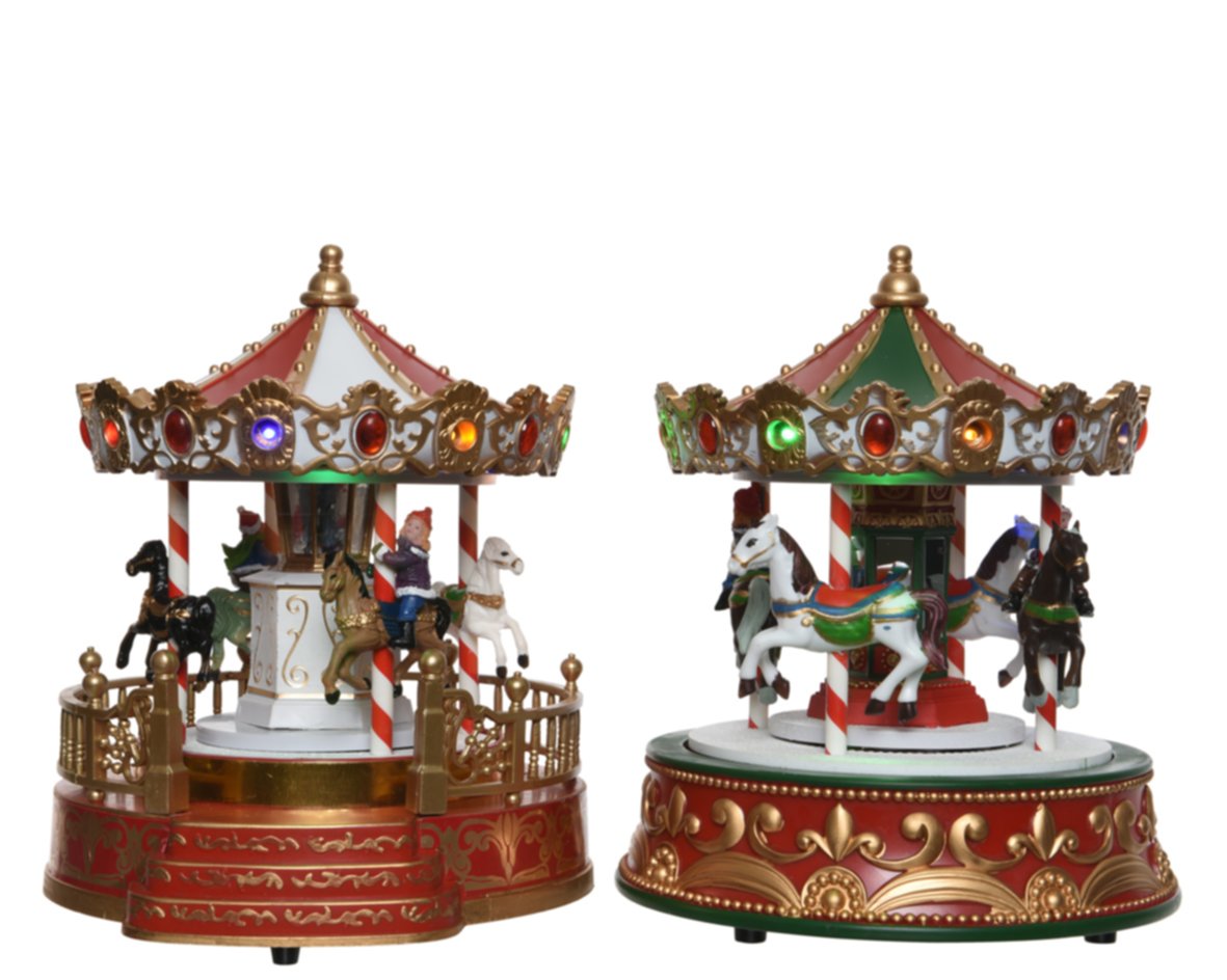 Carrousel de Noël avec mouvement et musique à pile