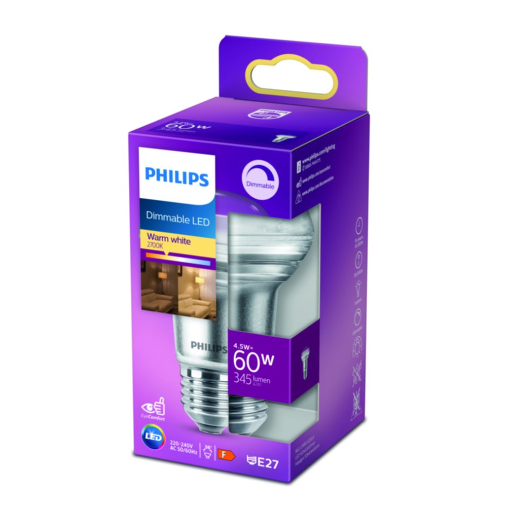 Ampoule SMD R63 E27 dimmable 60W blanc chaud - PHILIPS