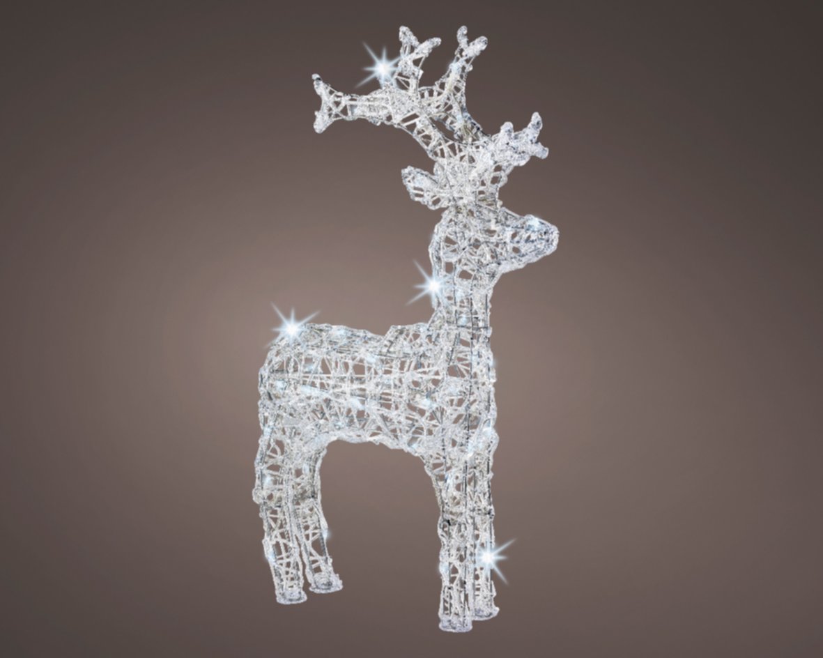 Décoration de Noël Cerf Blanc froid 50 leds 60cm