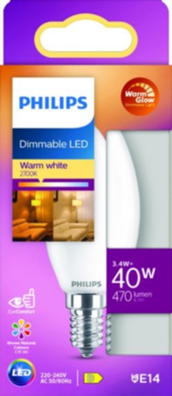 Ampoule filament flammeM E14 dimmable opaque 40W blanc chaud - PHILIPS