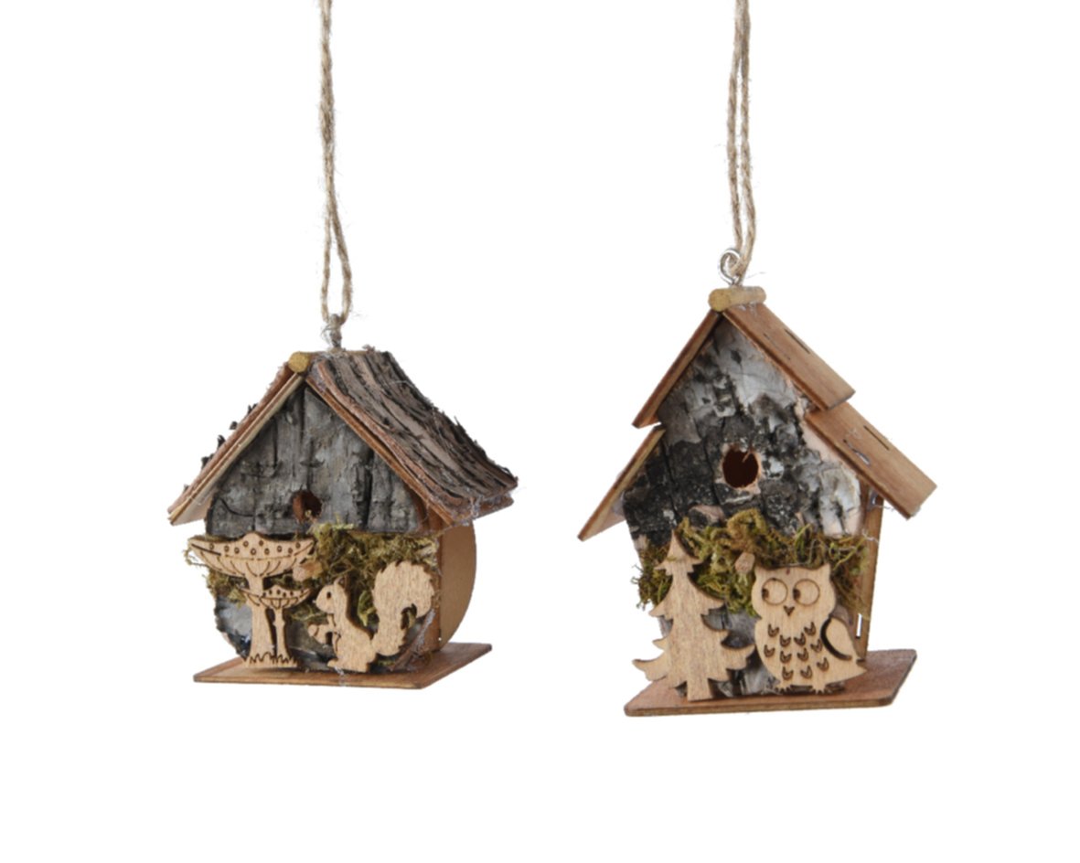 Suspension de Noël nichoir en bois 7,5cm - DECORIS