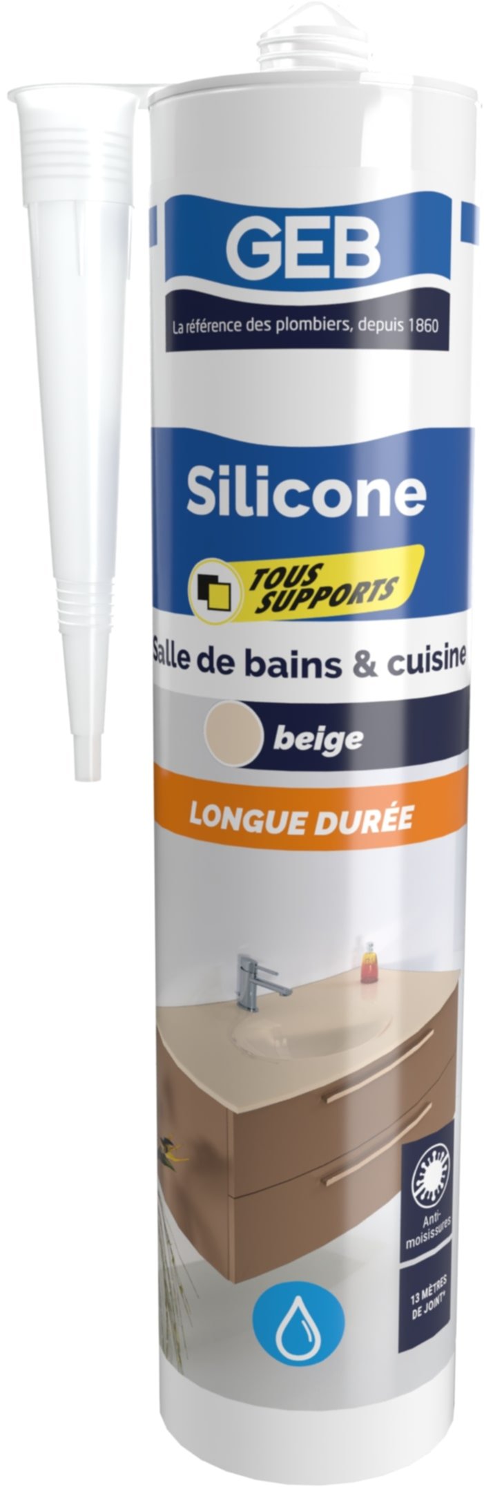 Mastic Silicone Cuisine&Bain Tous Supports Beige Sable 280ml - GEB