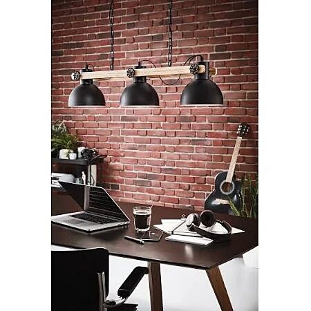 Suspension 3 Lumières Lubenham Noir/Marron E27 28W