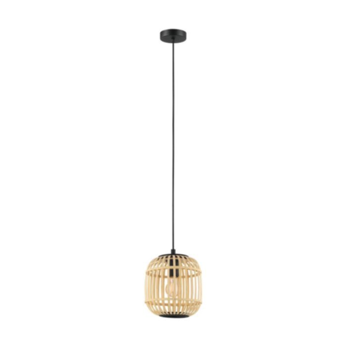 Suspension Bordesley Ø21 x H110 cm noir/naturel E27x1 - EGLO