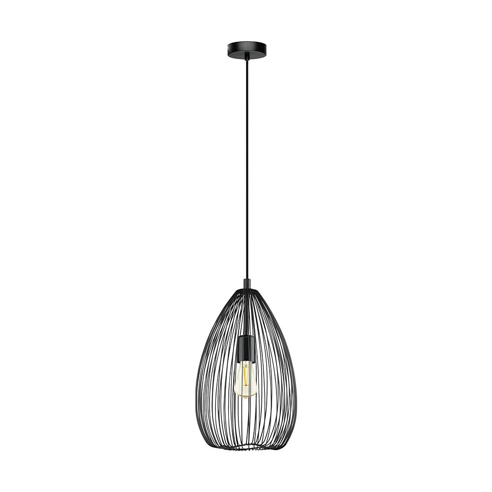 Suspension Clevedon noir acier 1 x 60W ø 24 cm - EGLO