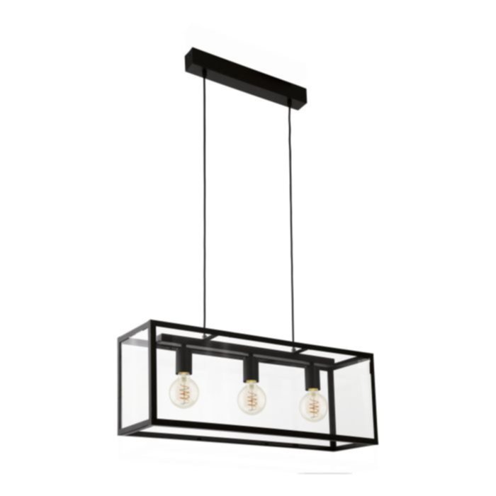 Suspension Charterhouse 73 x 20 x 110 cm acier noir E27x3 60W - EGLO