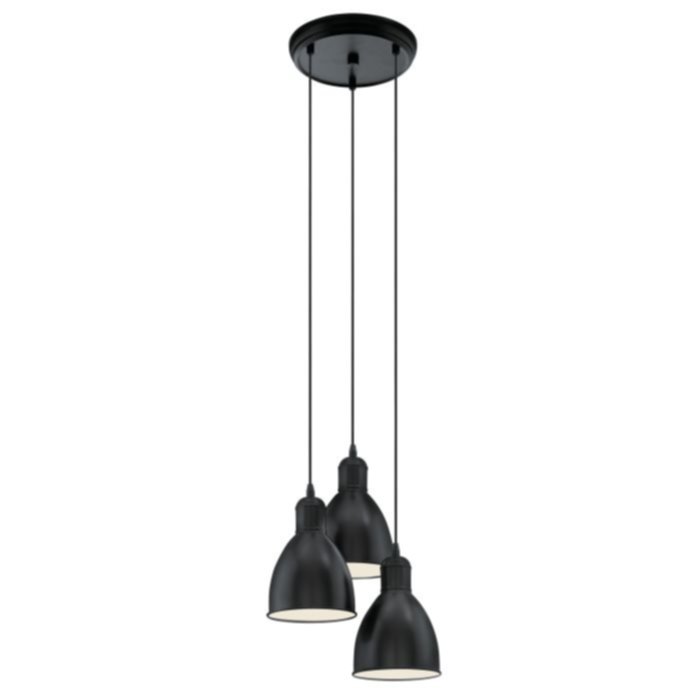 Suspension Priddy Ø32,5 x H110 cm acier noir E27x3 60W A++E - EGLO