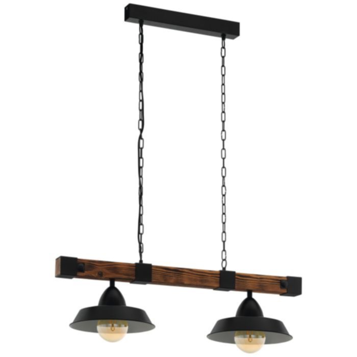 Suspension Oldbury 86 x 26 x 110 cm noir/bois marron E27 2 x 60W - EGLO