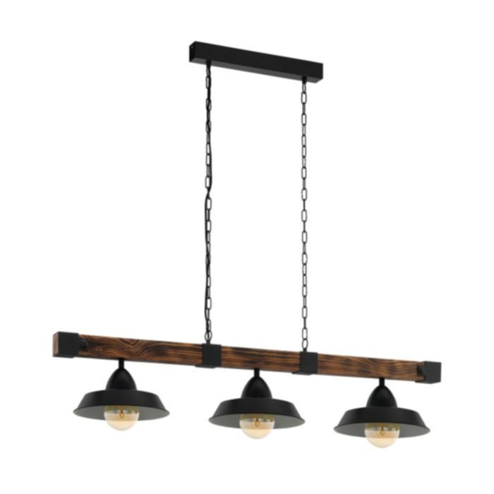 Suspension Oldbury 118 x 26 x 110 cm noir/bois marron E27x3 60W - EGLO