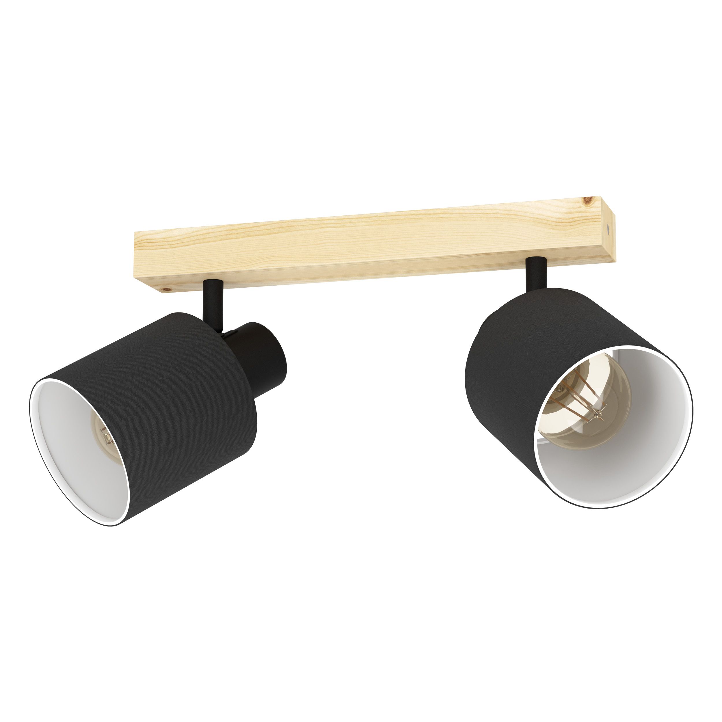 Réglette 2 Lumières Batallas bois/acier/tissu 10W E27 noir/bois - EGLO