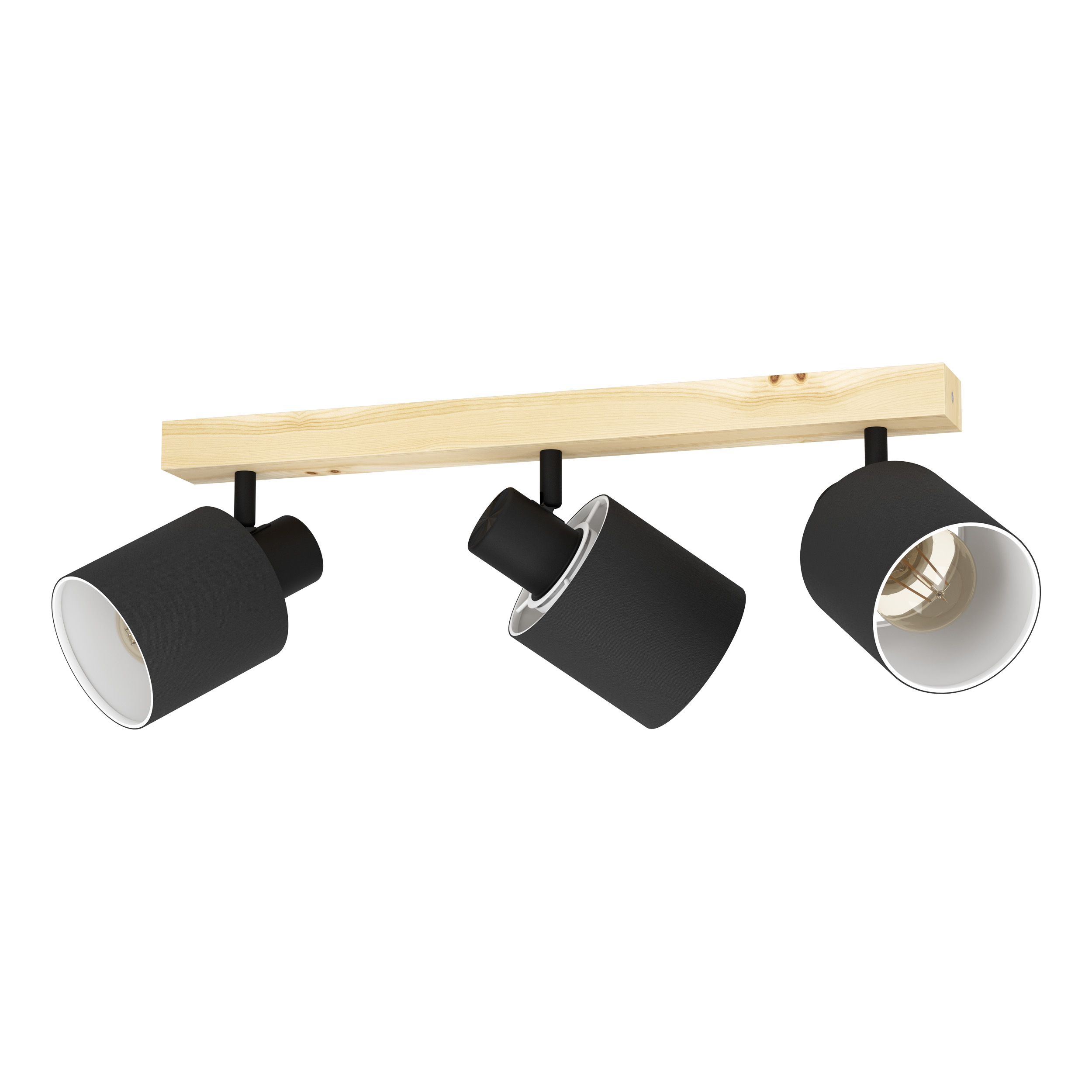 Réglette 3 Lumières Batallas bois/acier/tissu 10WE27 noir/bois - EGLO