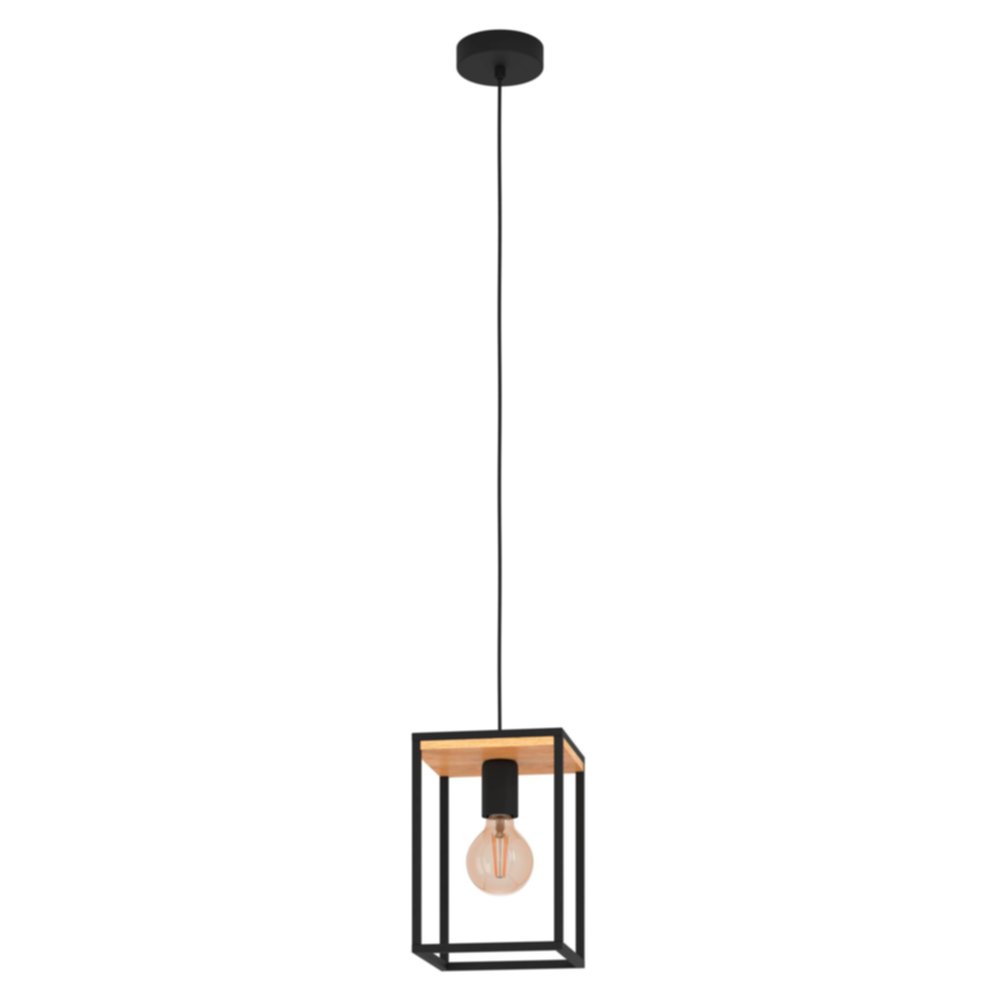 Suspension Libertard acier/bois 40W E27 noir et bois - EGLO