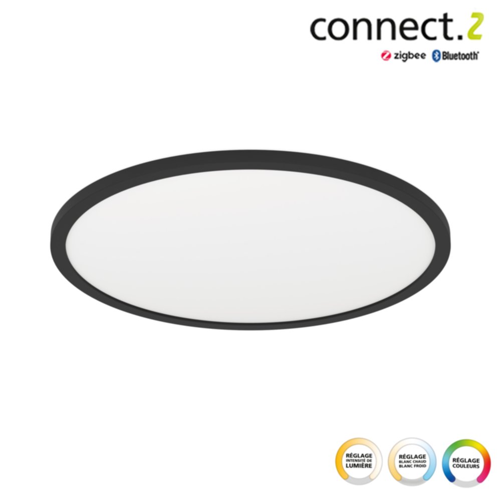 Plafonnier LED Connecté Rovito-z acier 16,5W noir - EGLO 