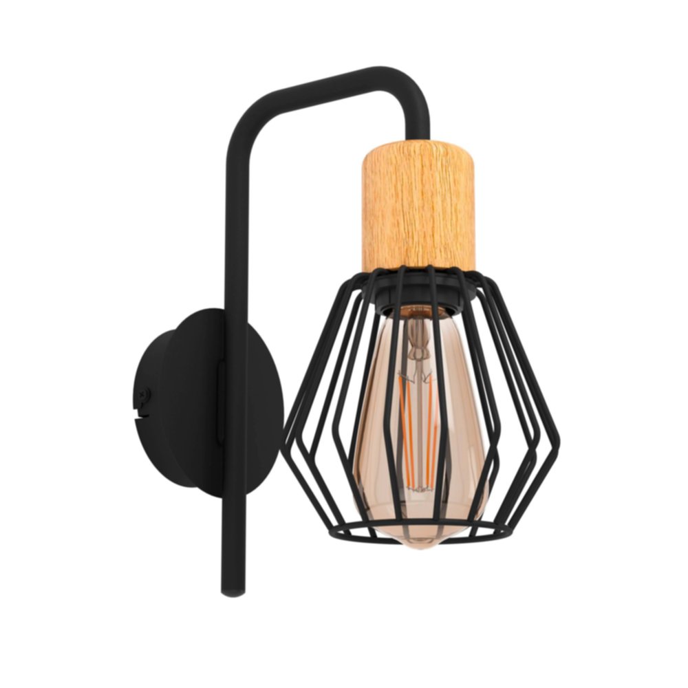 Applique Palmorla acier/bois 40W E27 noir et bois - EGLO