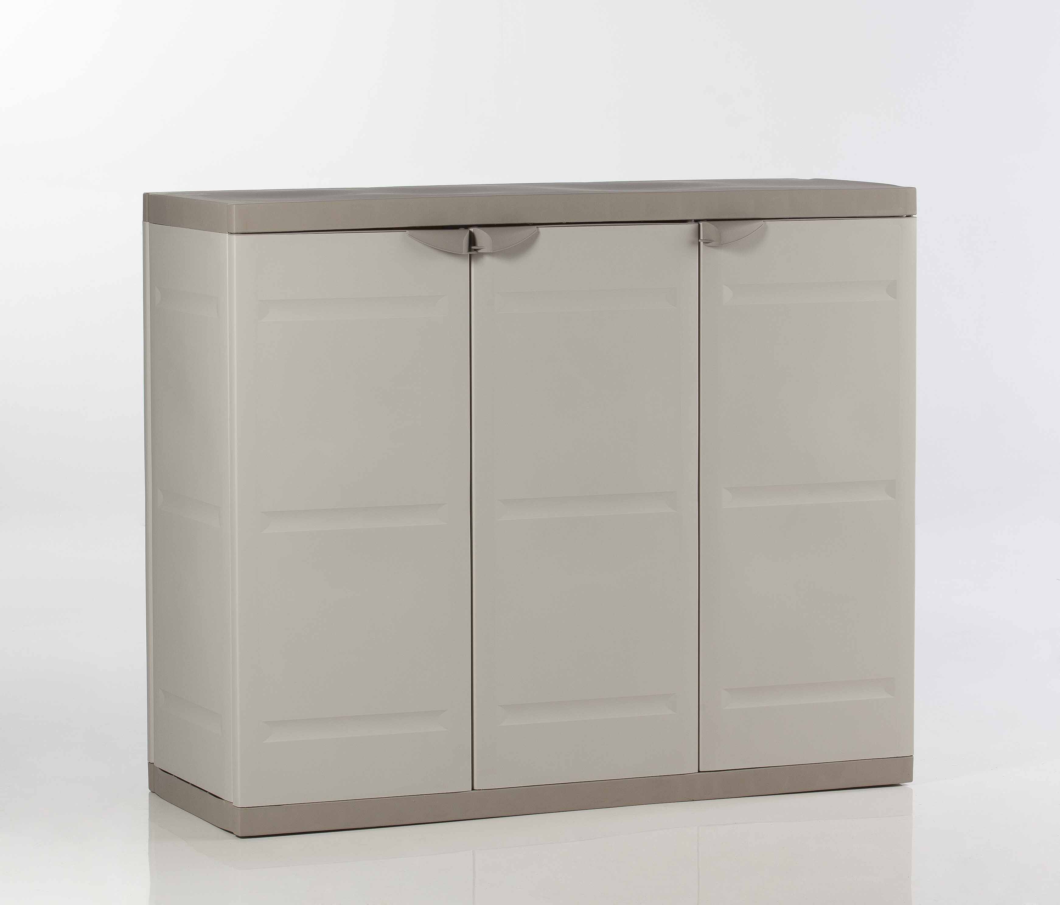 Armoire de rangement basse Titanium H88xL105xP44cm beige - PLASTIKEN