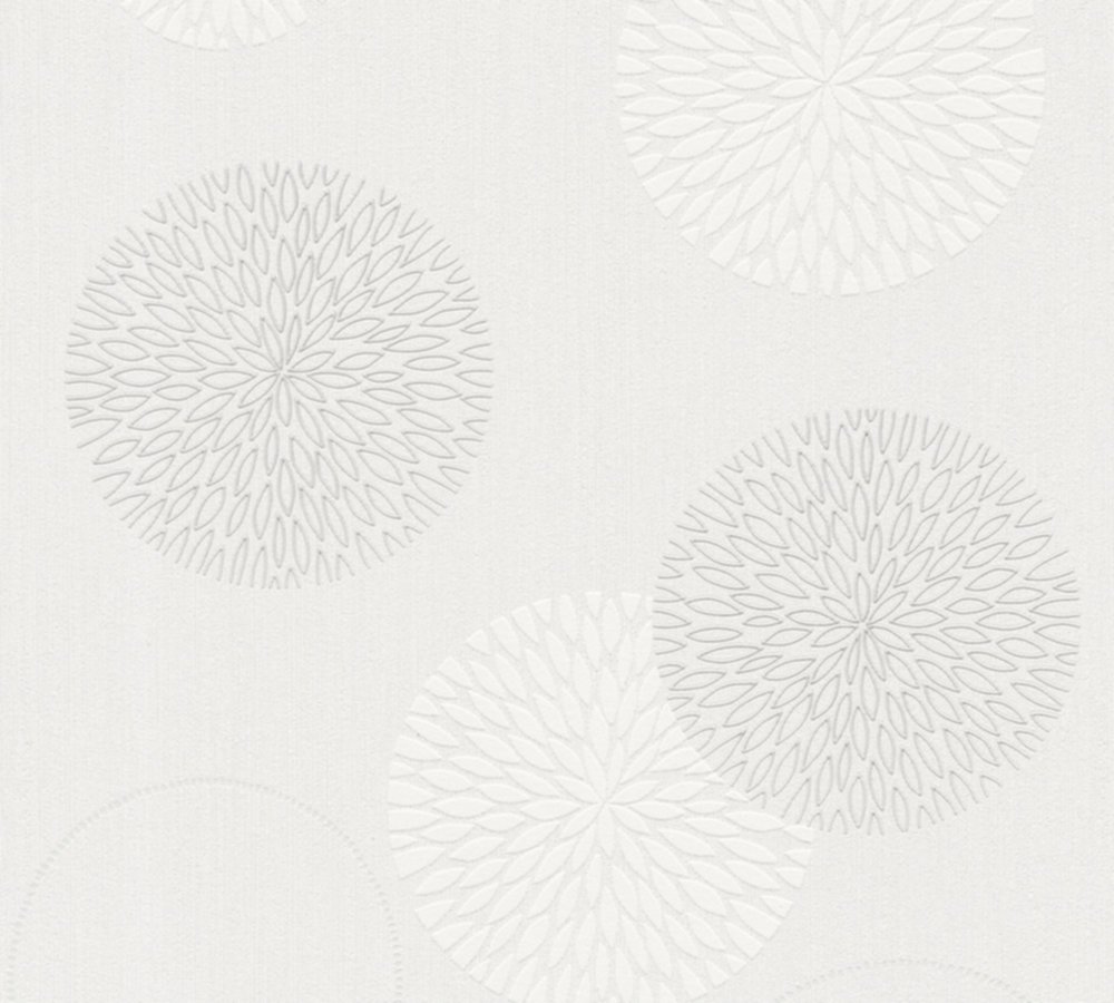 Papier Peint Vinyl Expansé Intissé Fleurs Bulles Blanc 5,3m² - AS CREATION