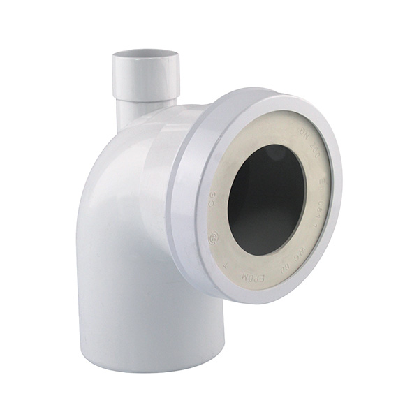 Pipe rigide PVC courte coudée mâle blanche pour WC diam.100 - INTERPLAST