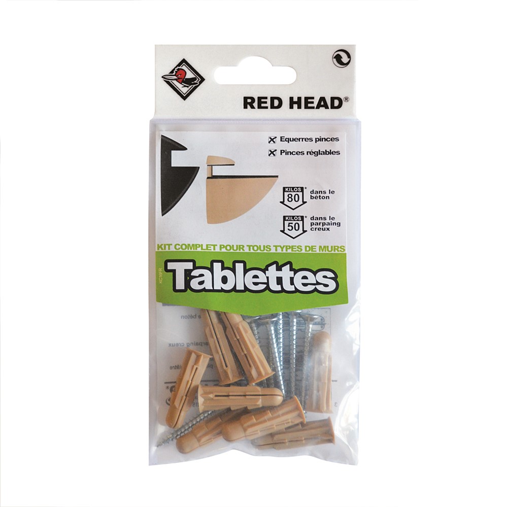 Kit solution tablette grapex Ø8 + vis Ø4x40mm + vis Ø4x50mm - RED HEAD 