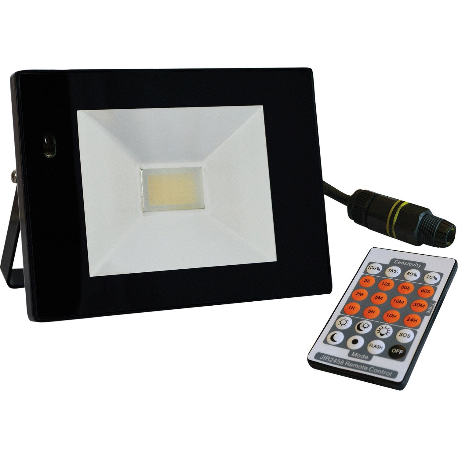Projecteur extérieur LED noir 21W avec détecteur intégré et télécommande - TIBELEC 