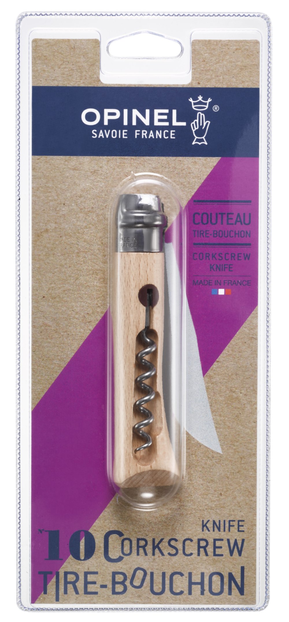 Couteau tire-bouchon N10 - lame inox - manche hêtre - OPINEL