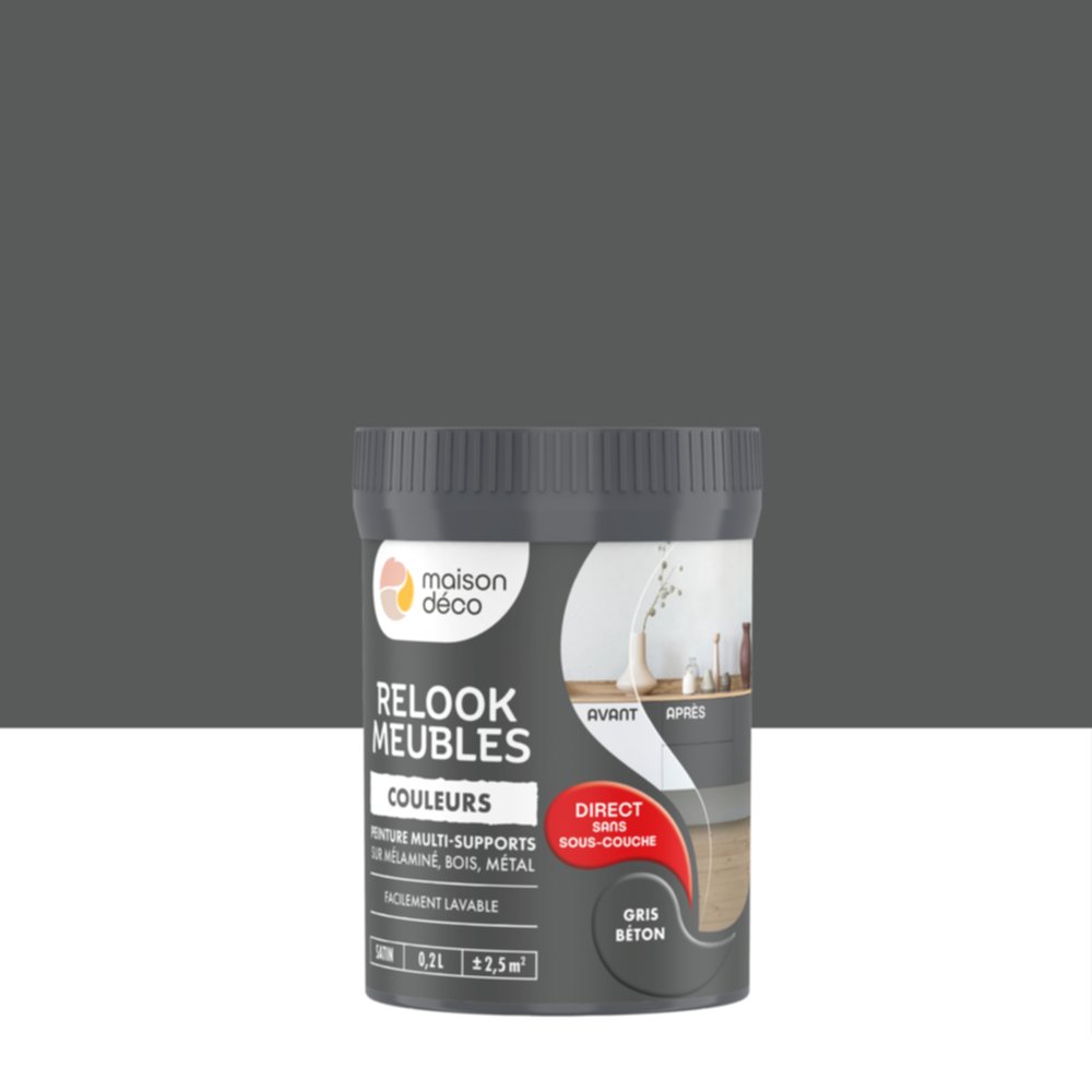 Peinture Relook Meubles Gris Beton 200ml - MAISON DECO