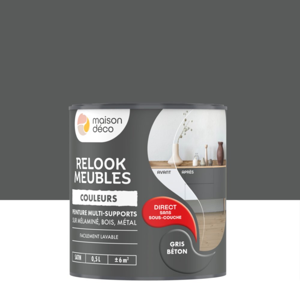 Peinture Relook Meubles Gris Beton 0,5L - MAISON DECO