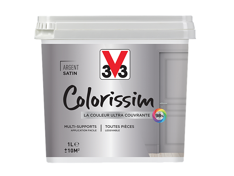 Peinture multisupport Colorissim argent satin 1L - V33