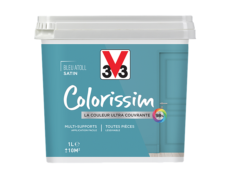 Peinture multisupport Colorissim bleu atoll satin 1L - V33