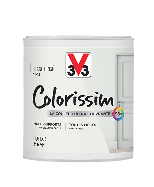 Peinture multisupport Colorissim blanc gris mat 0,5L - V33