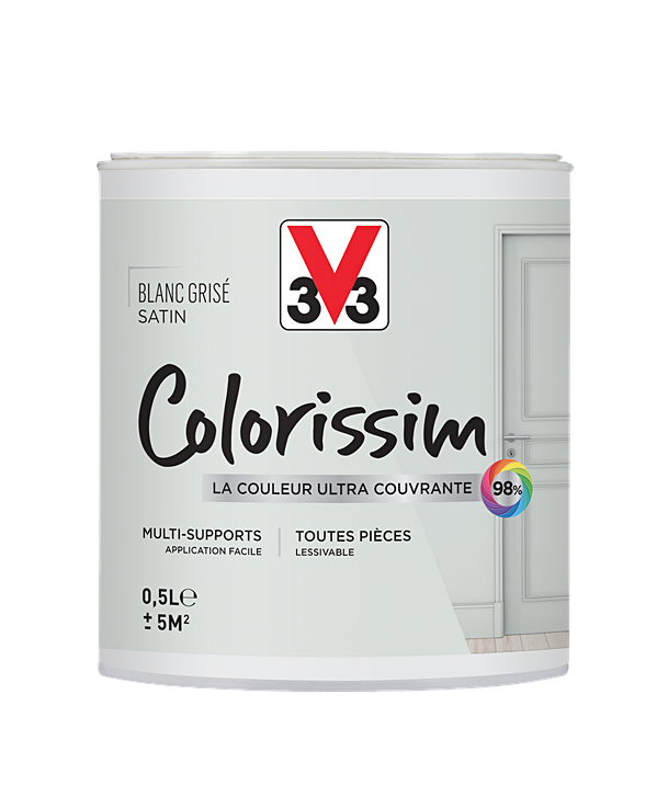 Peinture multisupport Colorissim blanc gris satin 0,5L - V33