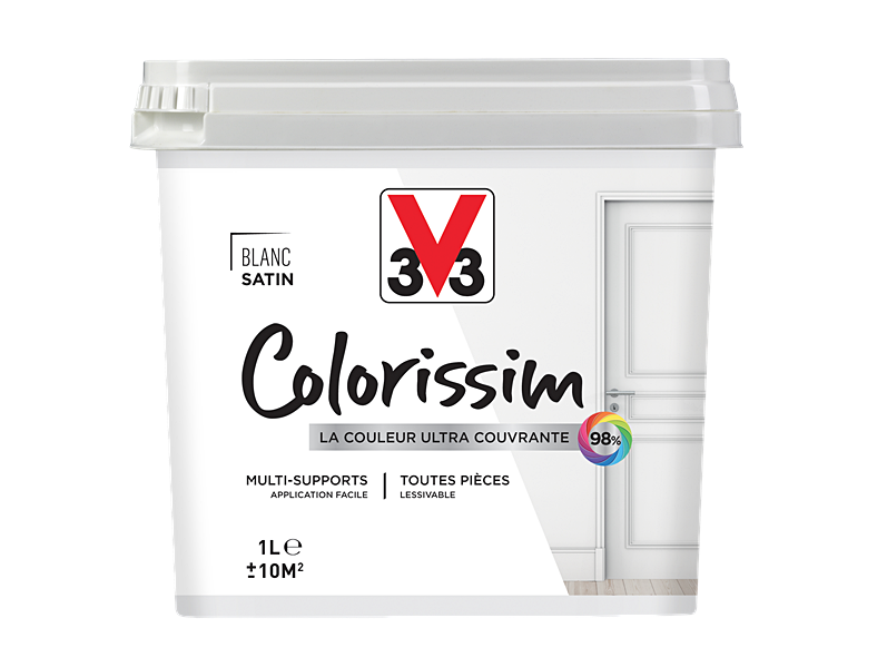 Peinture multisupport Colorissim blanc satin 1L - V33