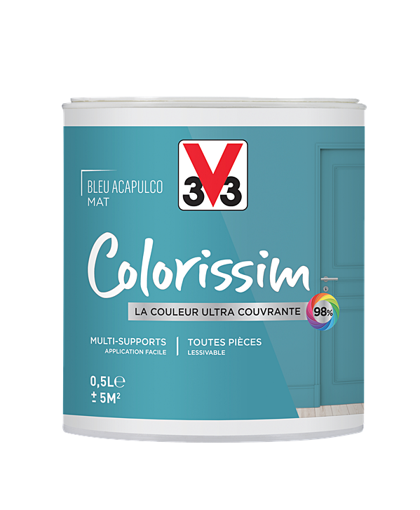 Peinture multisupport Colorissim bleu Acapulco mat 0,5L - V33