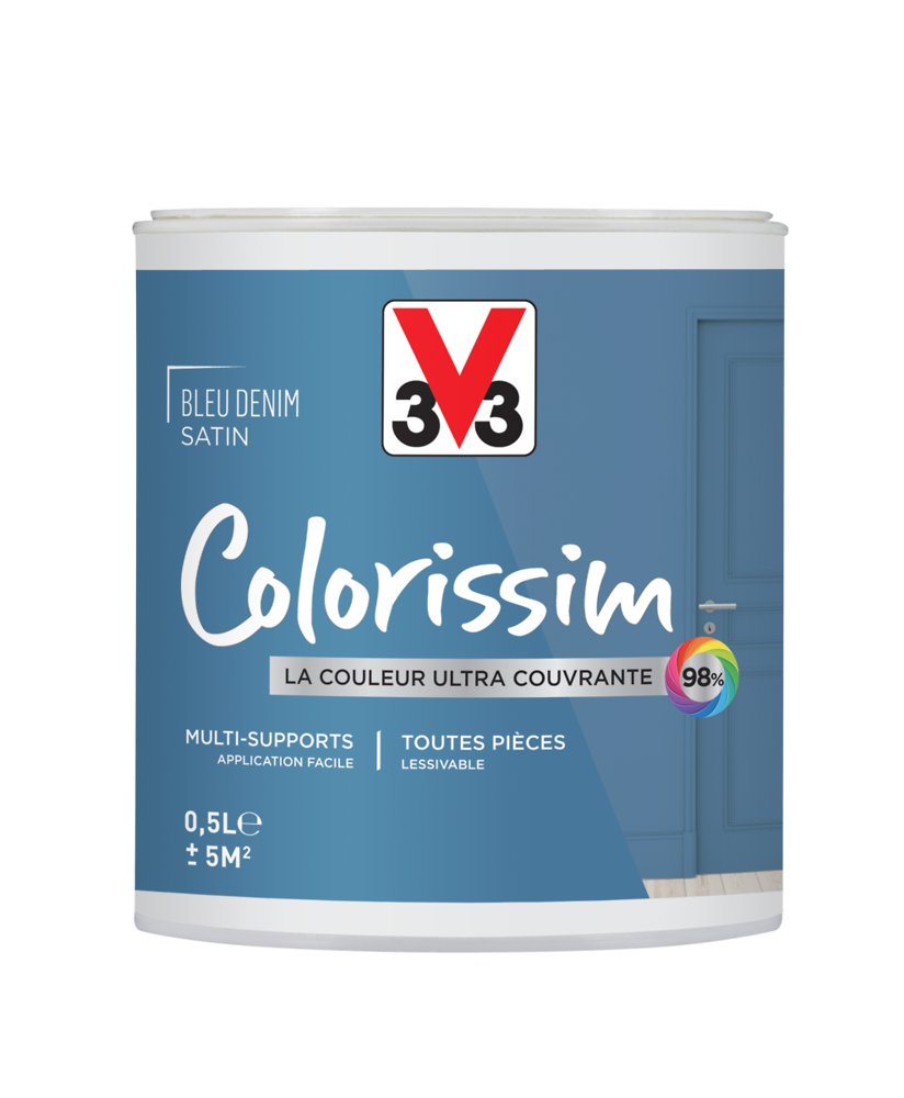 Peinture multisupport colorissim satin bleu denim 500 ml – - V33