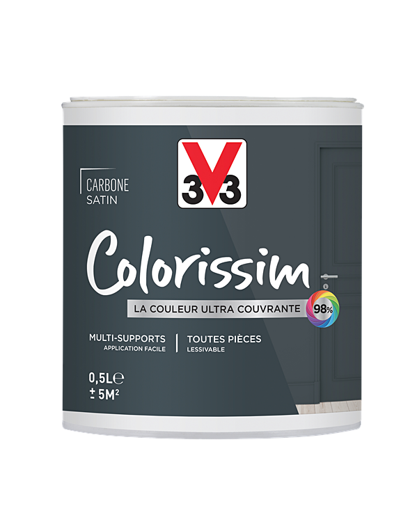 Peinture multisupport Colorissim carbone satin 0,5L - V33