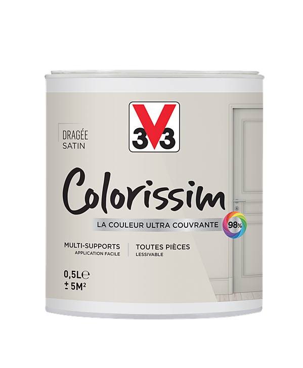 Peinture multisupport Colorissim dragée satin 0,5L - V33