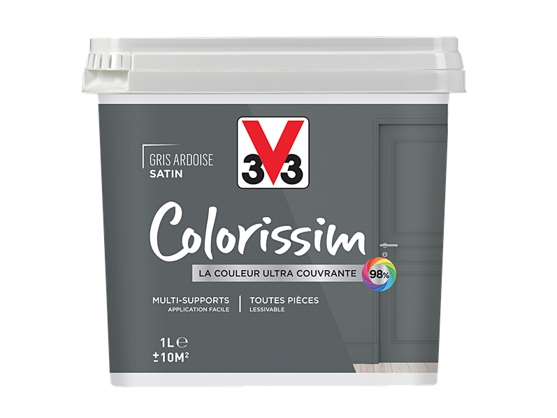 Peinture multisupport Colorissim gris ardoise satin 1L - V33