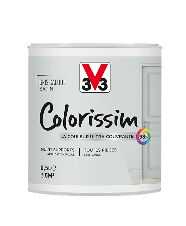 Peinture multisupport Colorissim gris calque satin 0,5L - V33