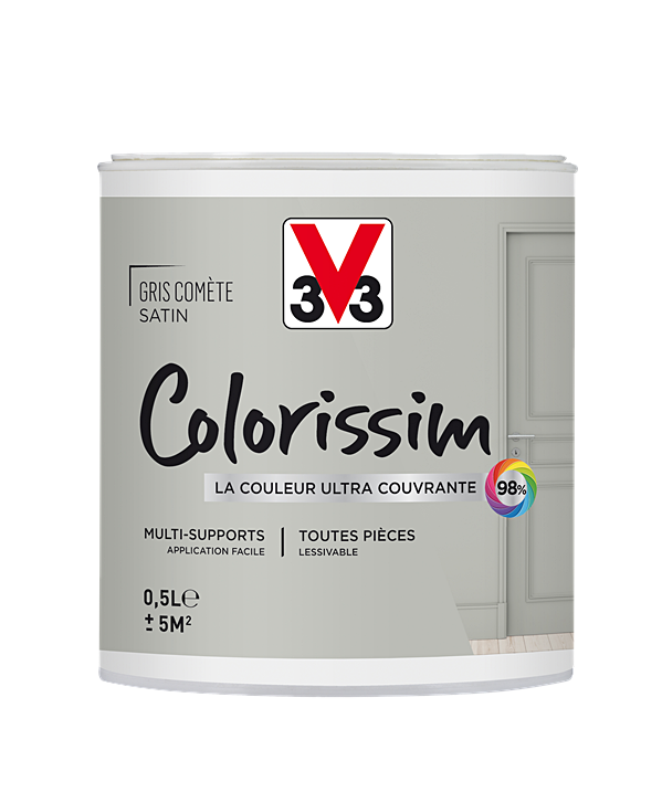 Peinture multisupport Colorissim gris comète satin 0,5L - V33