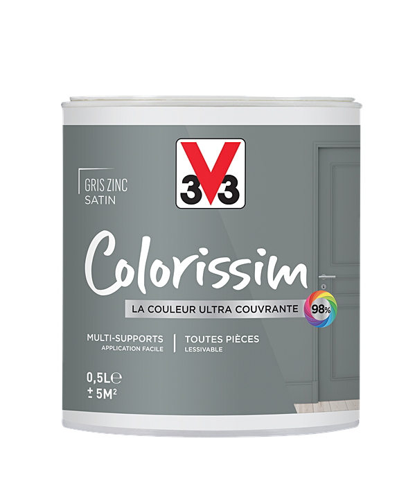 Peinture multisupport Colorissim gris zinc satin 0,5L - V33