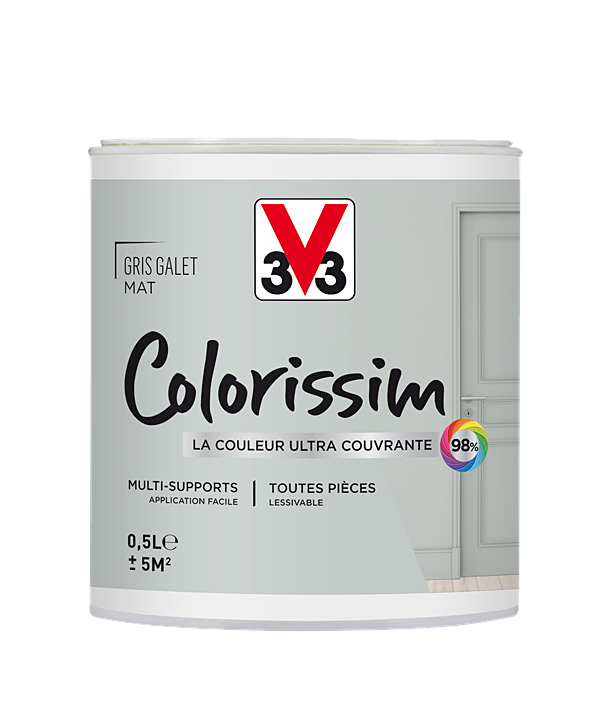 Peinture multisupport Colorissim gris galet mat 0,5L - V33