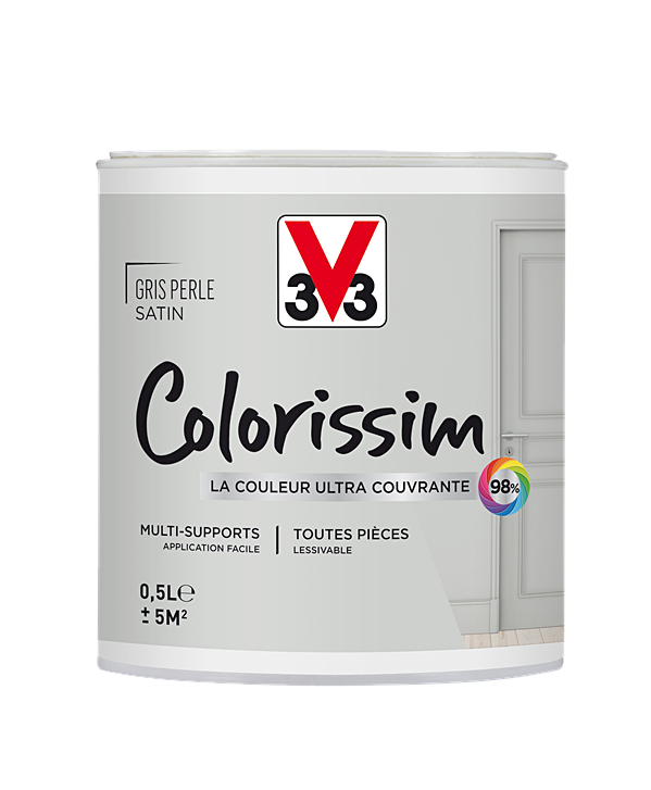 Peinture multisupport Colorissim gris perle satin 0,5L - V33