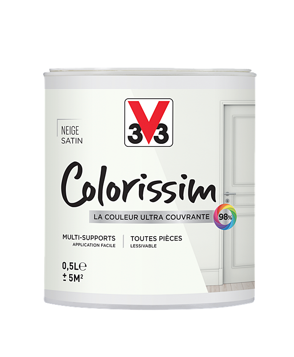 Peinture multisupport Colorissim neige satin 0,5L - V33